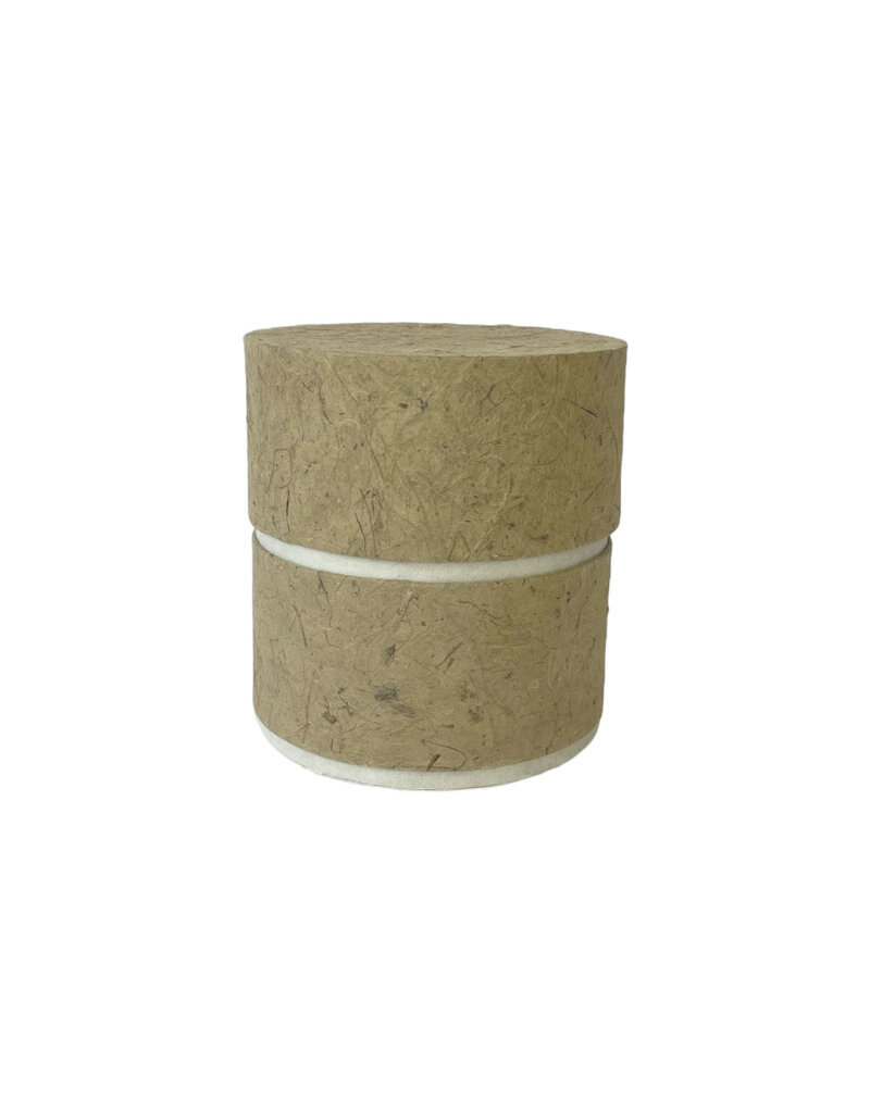 . Eco urn covered with natural paper with flowers