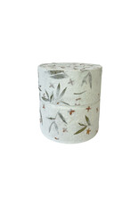 . Eco urn covered with natural paper with flowers