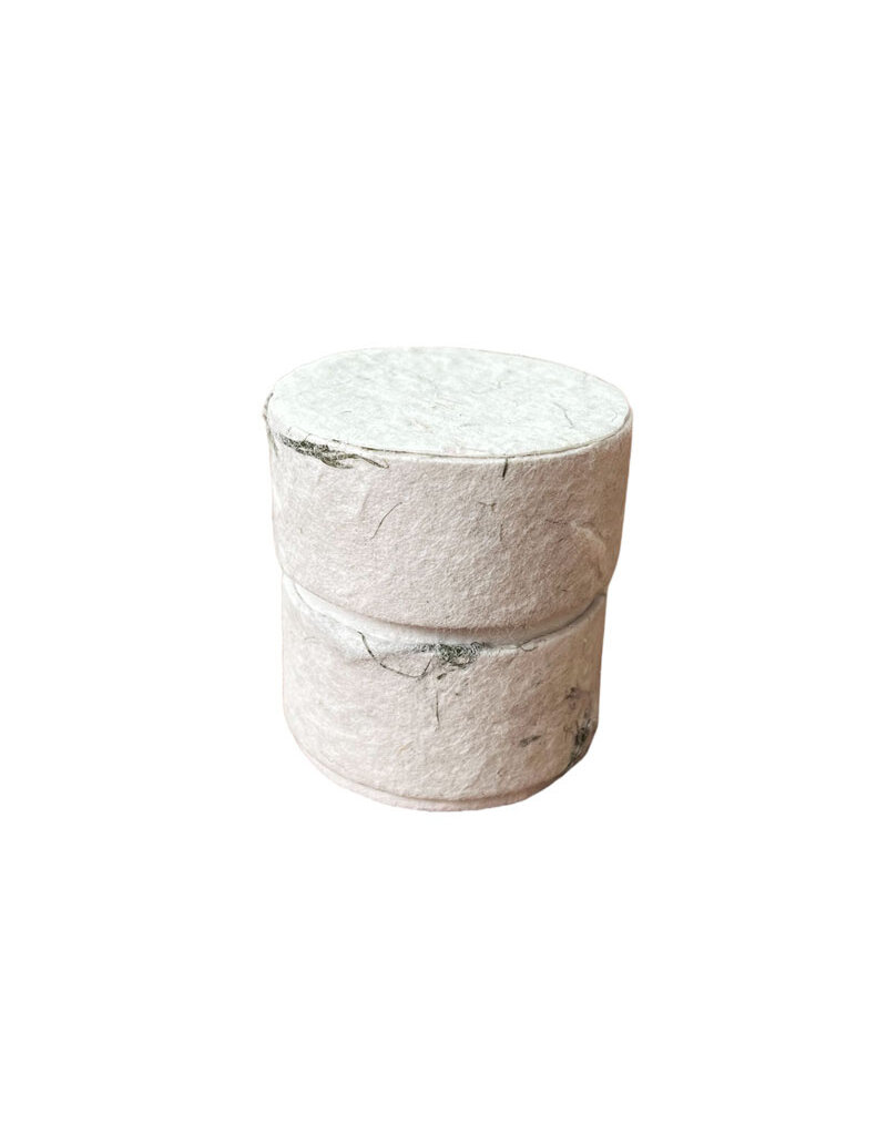 . Eco urn covered with natural paper with inlaid flowers