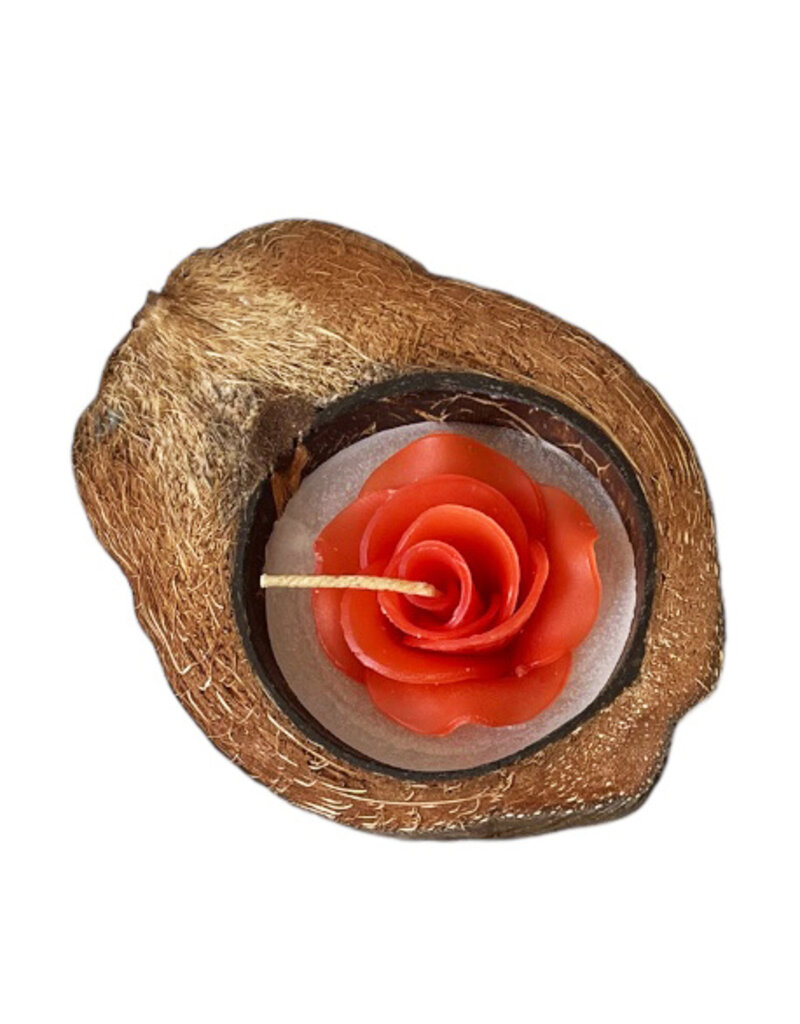 La moitie de noix de coco avec une bougie (parfumée), 4 couleurs.
