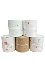 . Eco urn covered with natural paper with flowers