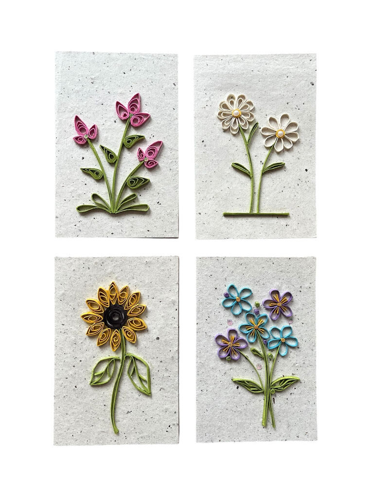 . Set 8 Karten / Umschläge mit  Blumen