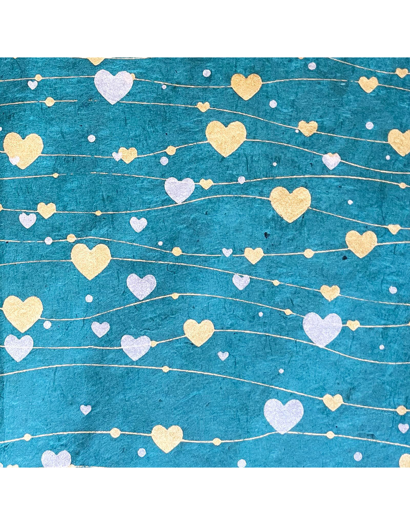 NE046 - Lokta-Papier mit Herzen Druck