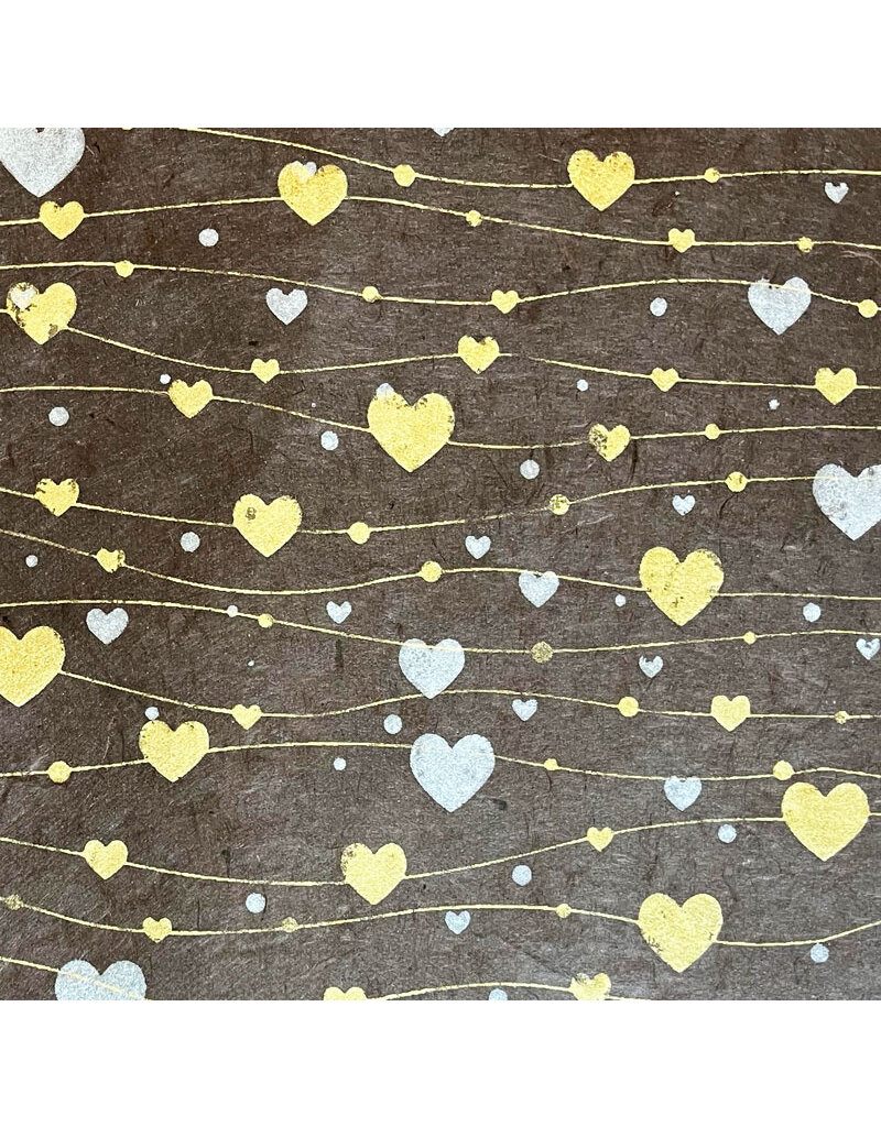 NE046 - Lokta-Papier mit Herzen Druck