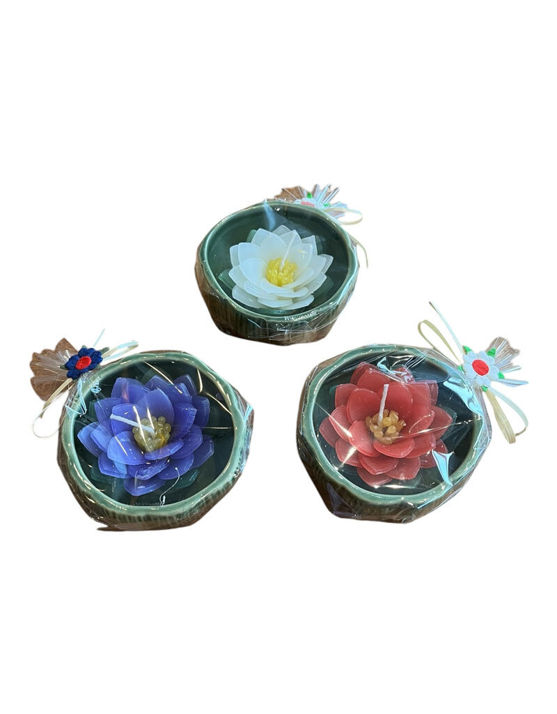 TH124 - Porcelain dish with flower candle