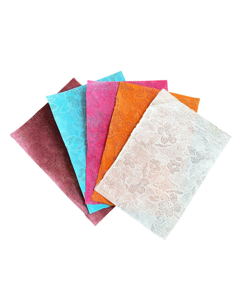 . Mulberry paper with a transparent floral pattern