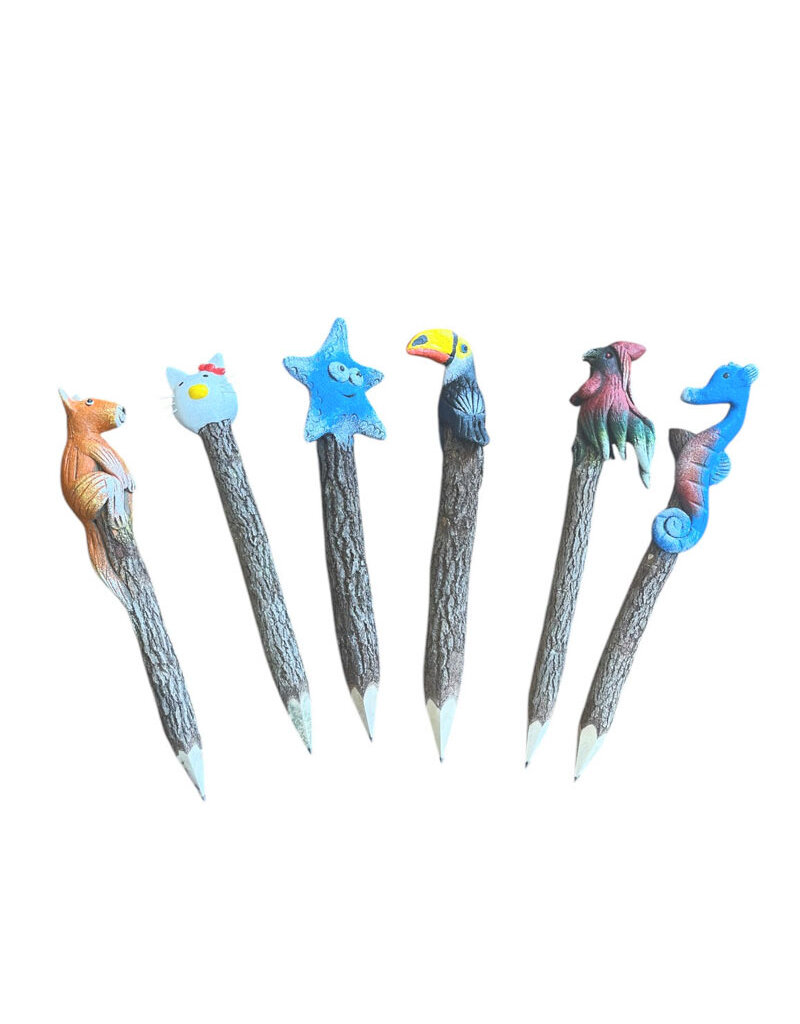 . Tamarind wood pencil with papier pulp creature