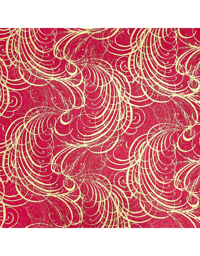 NE863 - Lokta paper with gold garland print