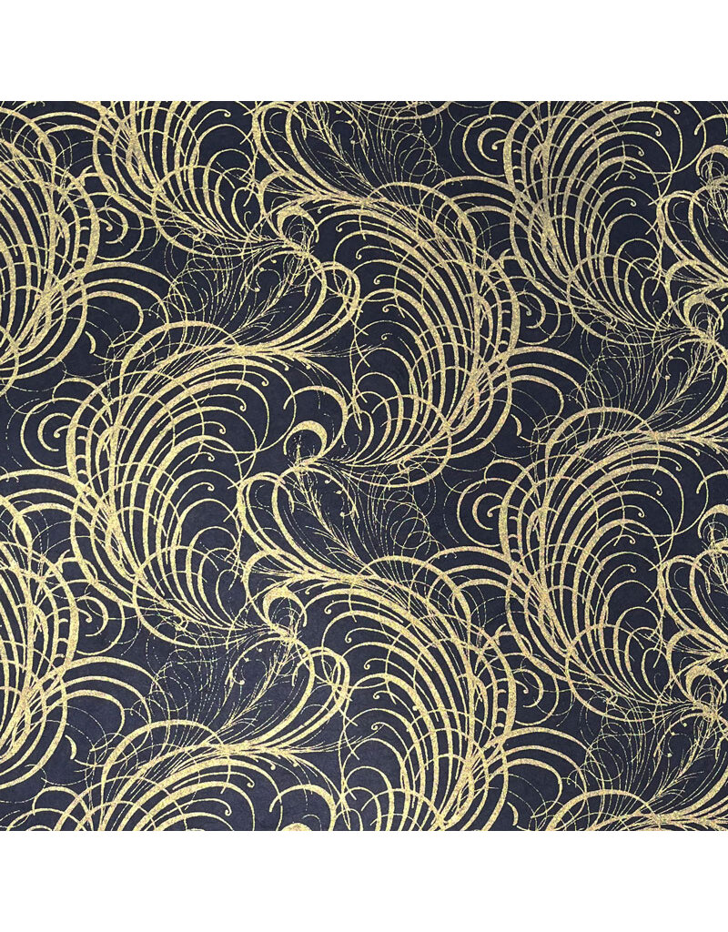 NE863 - Lokta paper with gold garland print