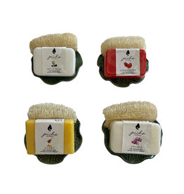 TH127 Porzellanschale mit Seife/Loofah-Schwamm