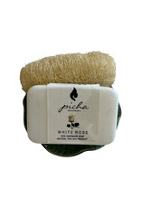 porseleinen schaaltje met  zeepje/loofah