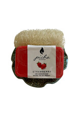 porseleinen schaaltje met  zeepje/loofah