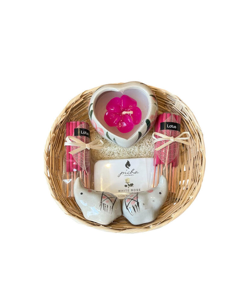 . Basket with  incense, candles, soap