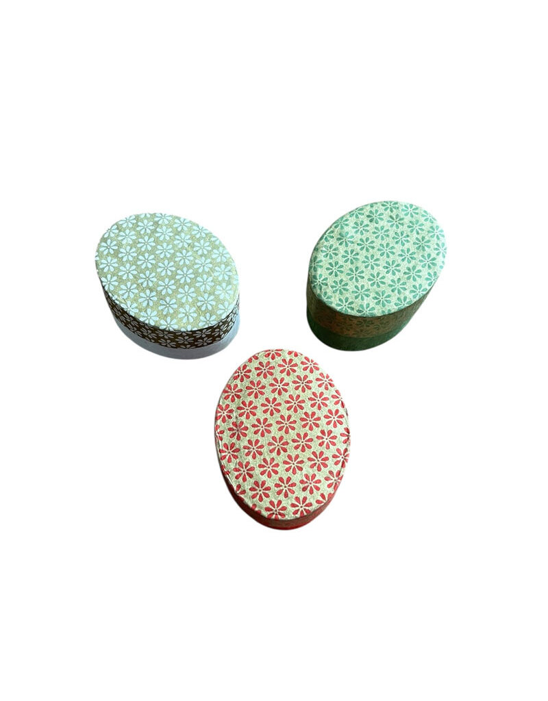 Oval box made of lokta paper