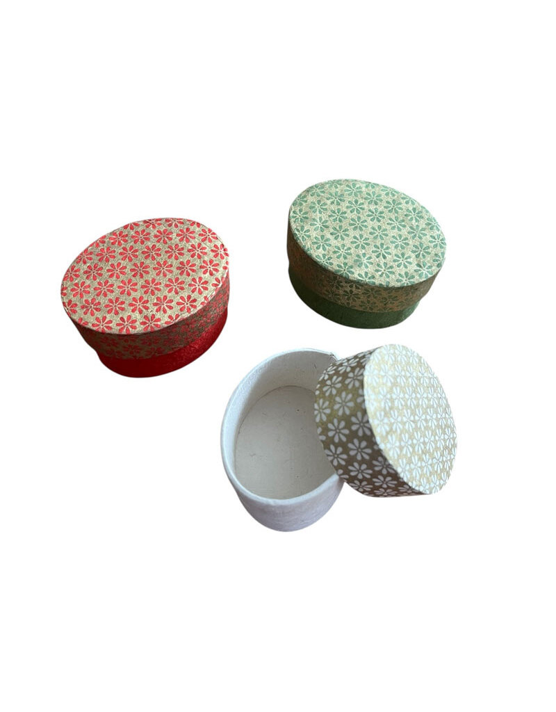 Oval box made of lokta paper