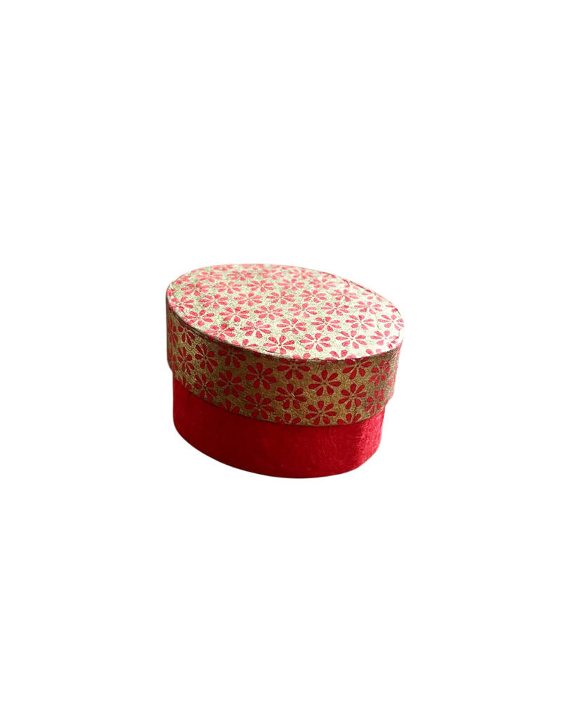 Oval box made of lokta paper