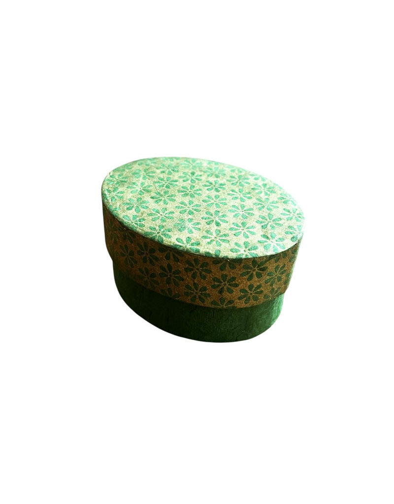 Oval box made of lokta paper