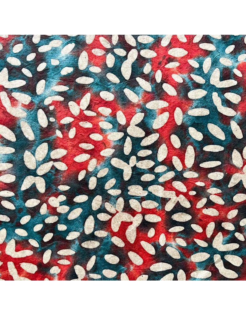 Lokta papier met batik- bladprint, multicolor