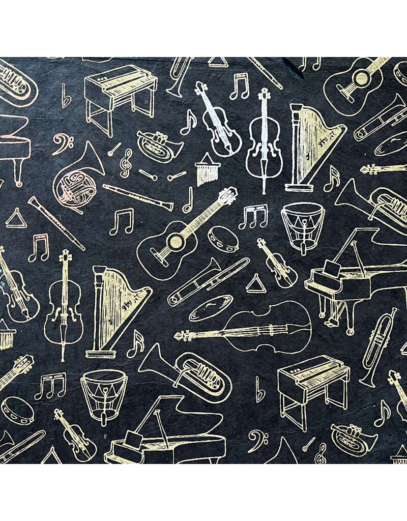 Papier Lokta imprimé d'instruments de musique