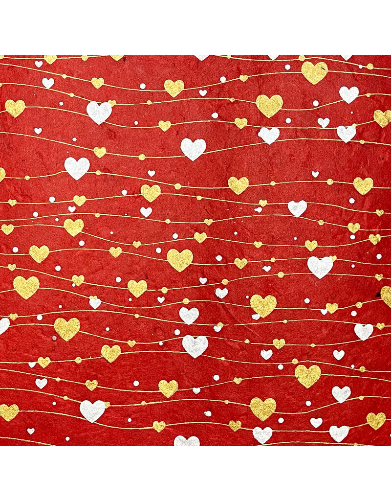 NE046 - Lokta-Papier mit Herzen Druck