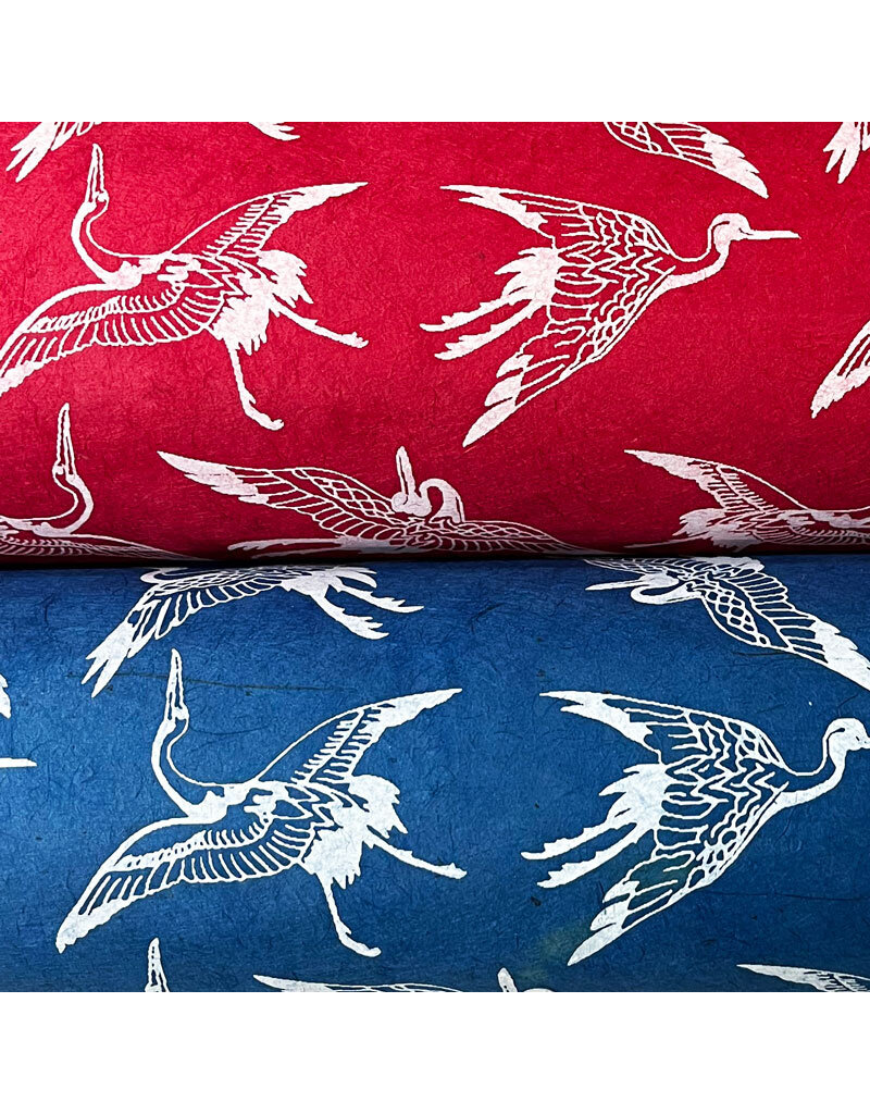 Lokta paper with print of cranes