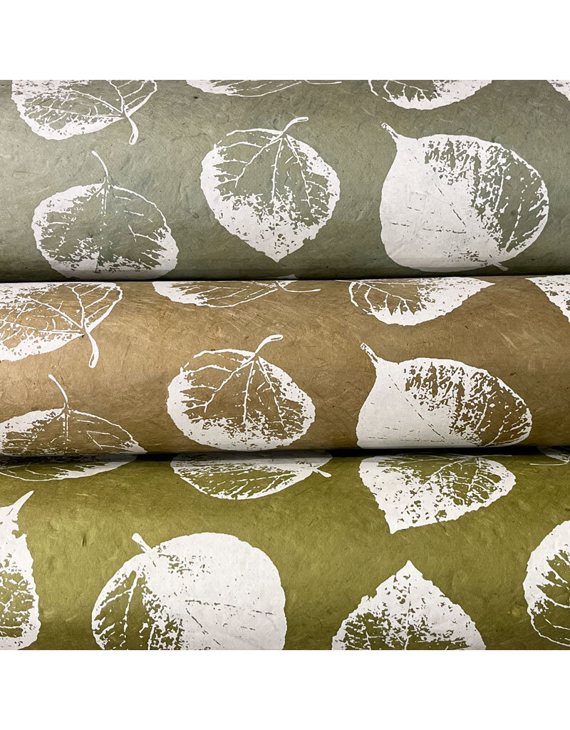 NE858 - Lokta papier met bodhi leaf print