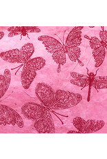 NE856 - Lokta papier met  libelle/vlinderprint