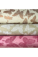 NE856 - Papier lokta avec impression libellule/papillon