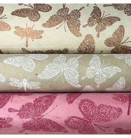 NE856 Lokta papier met  libelle/vlinderprint