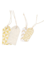 Lot de 4 étiquettes cadeaux en papier lokta avec impression dorée