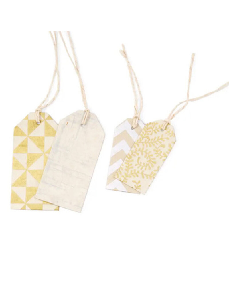 Lot de 4 étiquettes cadeaux en papier lokta avec impression dorée