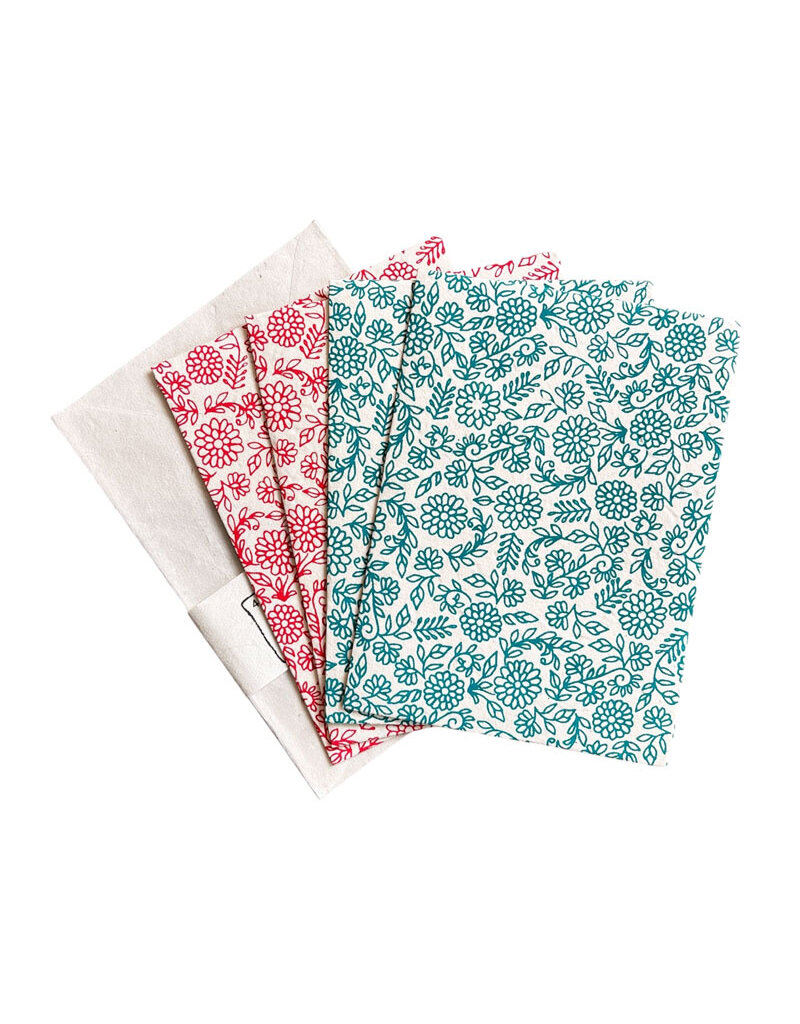Set mit 4 Karten aus Lokta-Papier