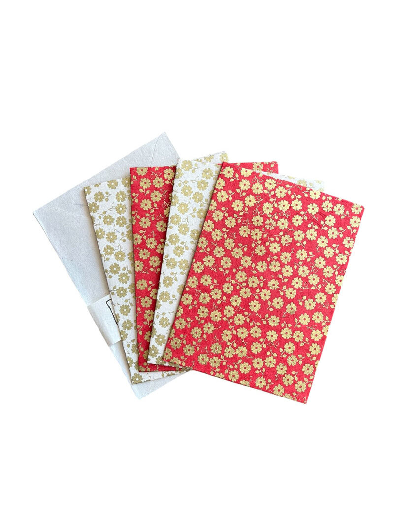 Set mit 4 Karten aus Lokta-Papier