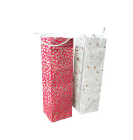 NE137 Sac pour bouteilles, en papier lokta, 10 x 10 x 37 cm