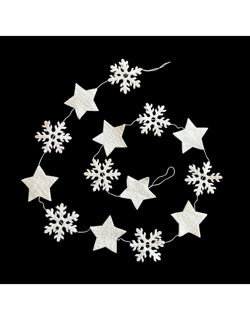 NE521 - Garland with white felt stars