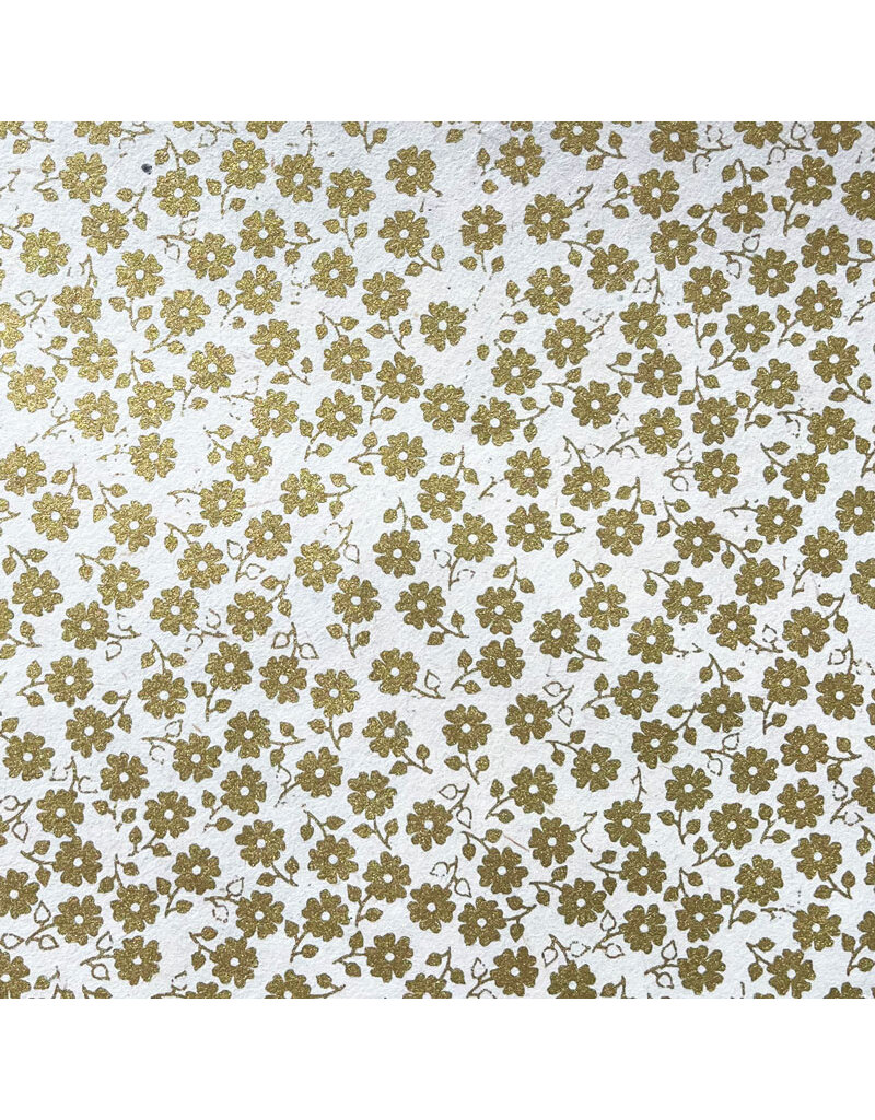 Papier leurre avec petite impression de fleurs dorées