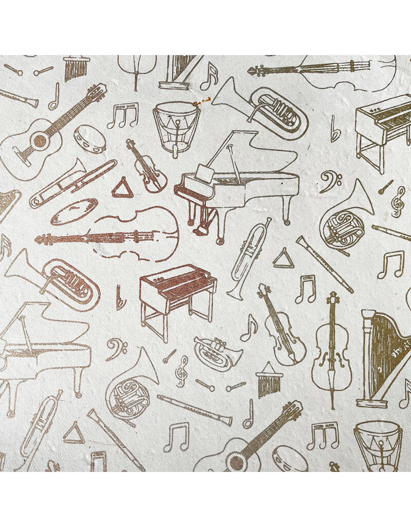 NE743 - Lokta paper with musical instruments