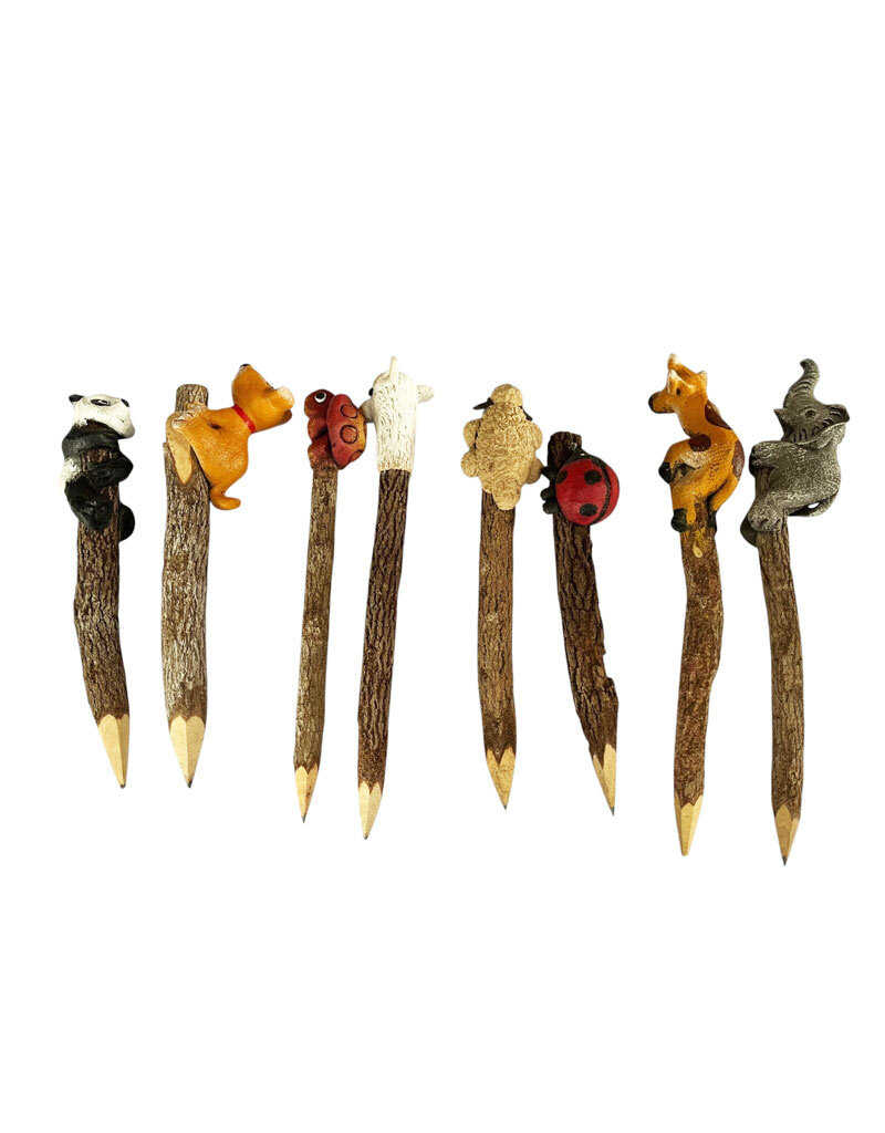 . Tamarind wood pencil with papier pulp creature