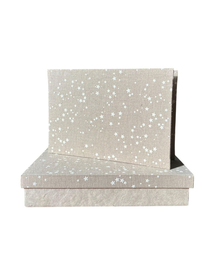 TH226 - Boîte de mémoire avec du tissu en chanvre et des étoiles