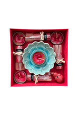 Set avec lotus, encens et bougie à cire