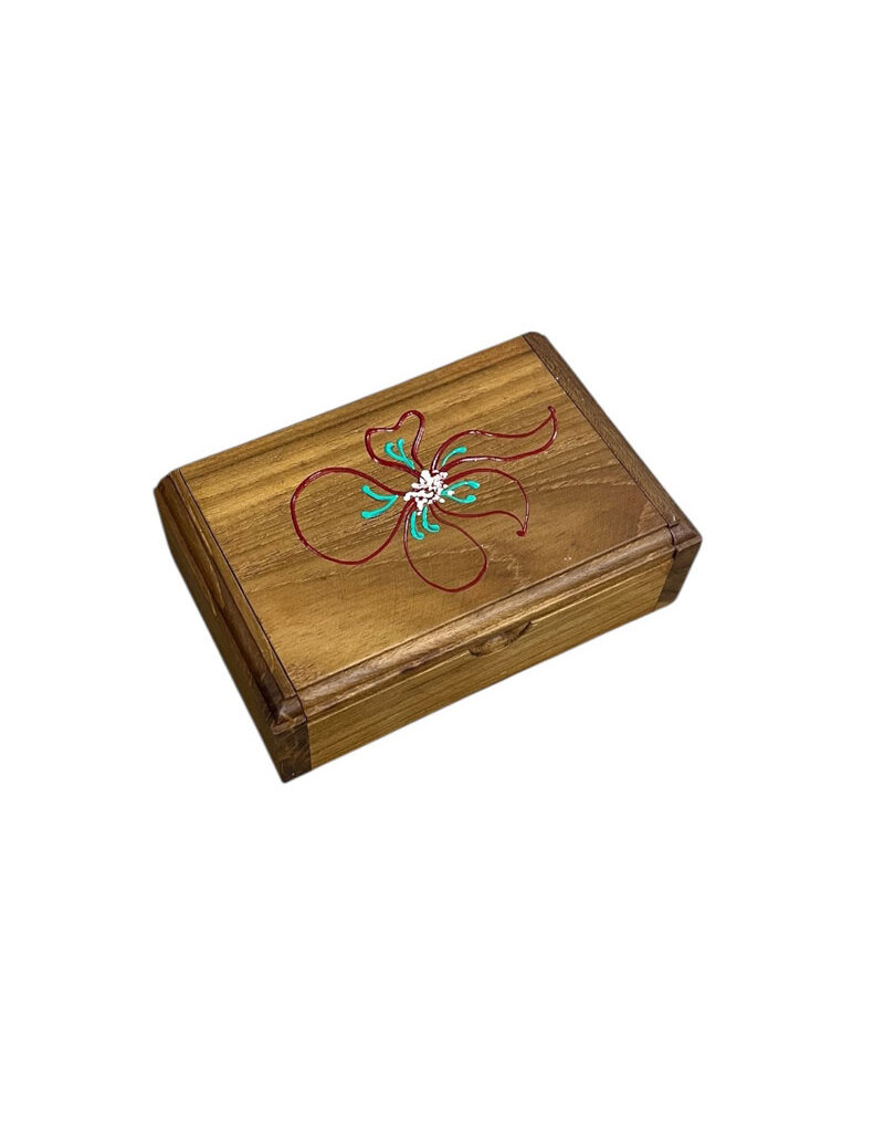Wooden box with flower decoration