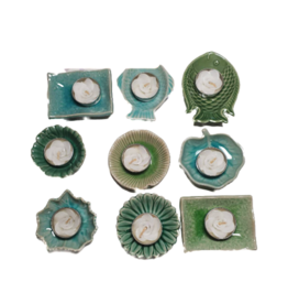 TH128 plat en porcelaine avec bougie chauffe-plat