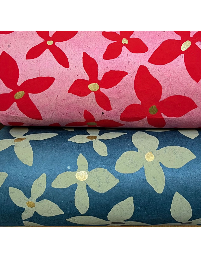 NE753 - Papier lokta avec impression fleurs