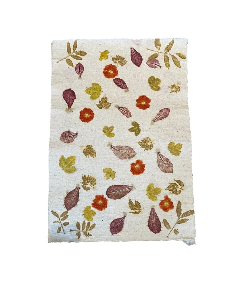 Mulberry corn paper with leaves print