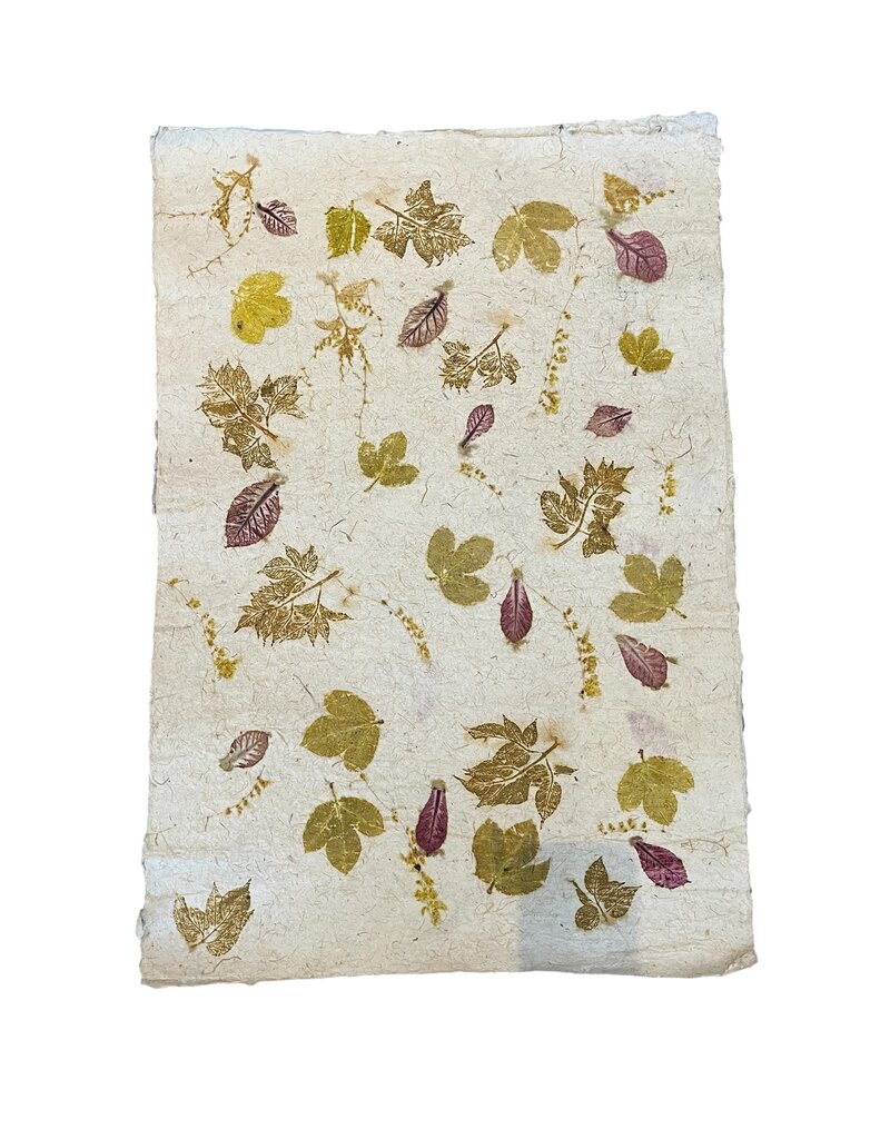 Papier de mûrier et de maïs avec feuilles impression