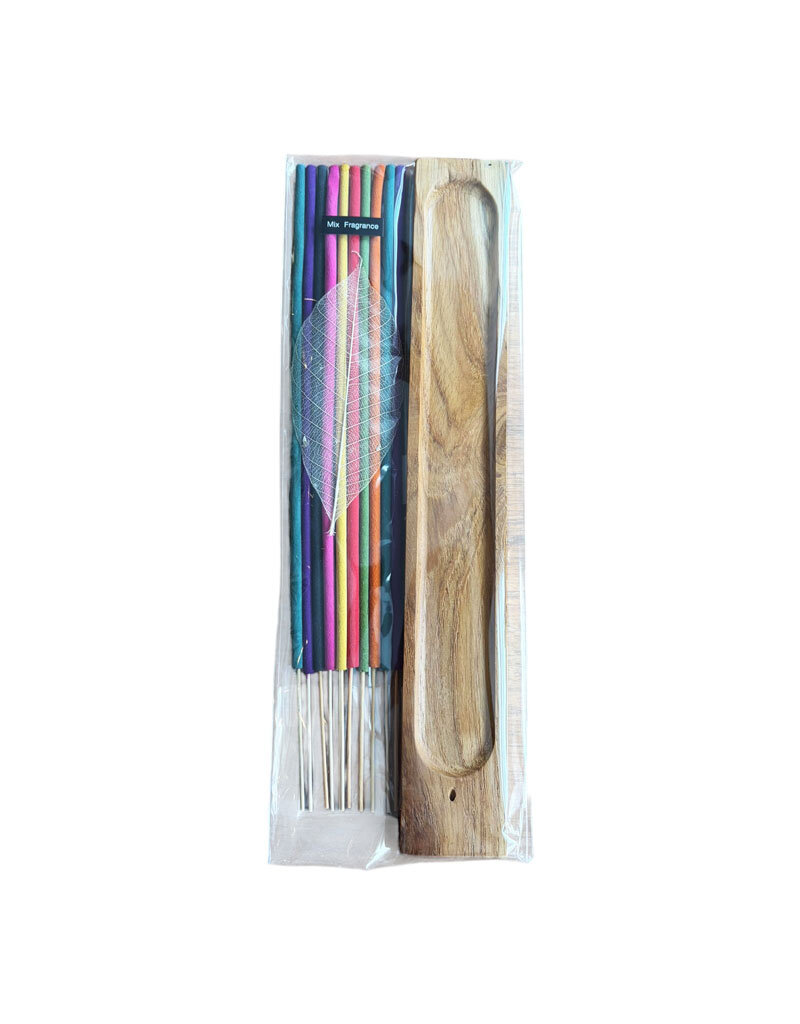 TH158 - Wooden incense holder with 10 incense sticks