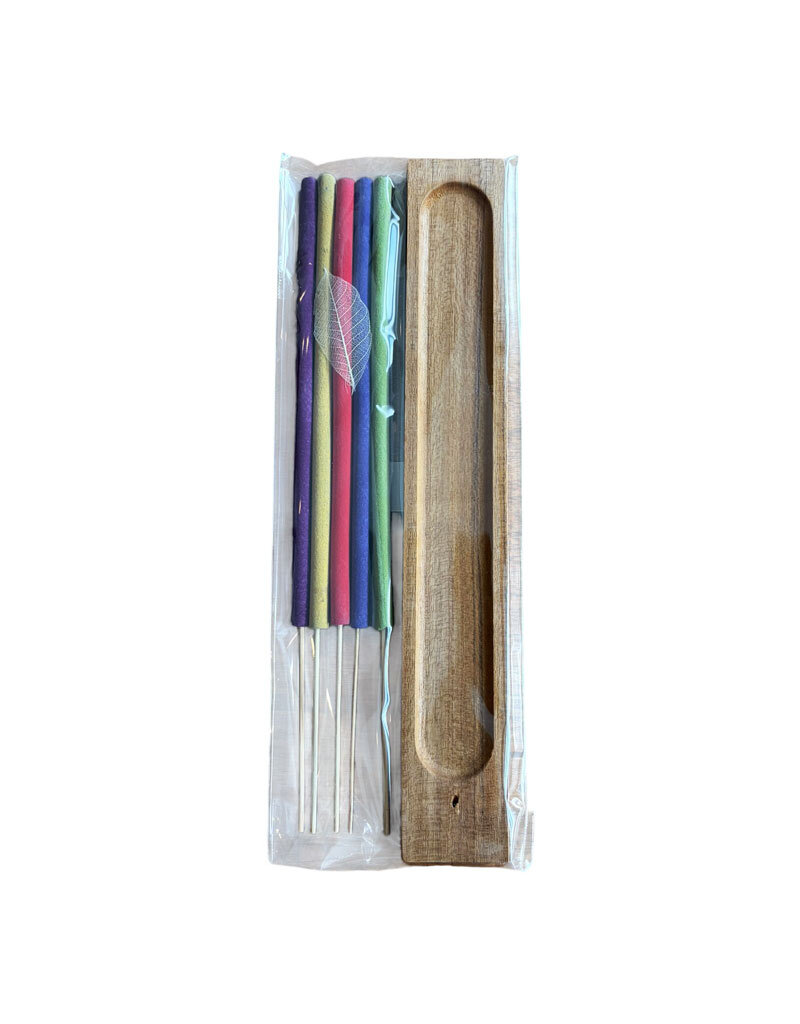 TH159 - Wooden incense holder with 5 incense sticks
