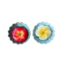 TH030 - Plat en porcelaine avec bougie fleurie