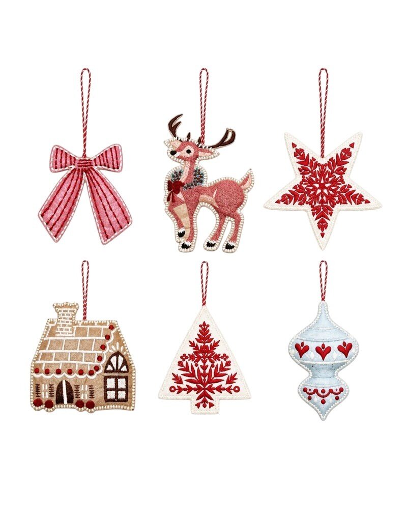 AE520 - Set of 6 felt Christmas decorations