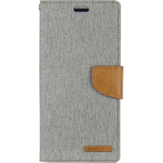 Mercury Goospery Samsung Galaxy A10 hoes - Mercury Canvas Diary Wallet Case - Grijs